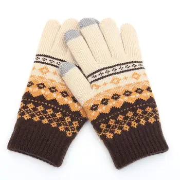 

MISSKY Stylisn Winter Plush Knitted Gloves Warm Thicken Touch Screen Telefingers Mittens for Outdoor