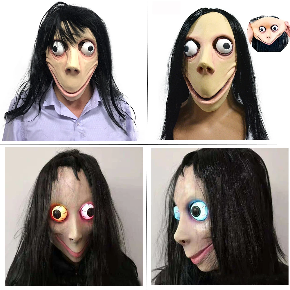 

High quality New Death game MOMO mask SCARY Mask tern hot mask Halloween female ghost Ugly woman silicone mask