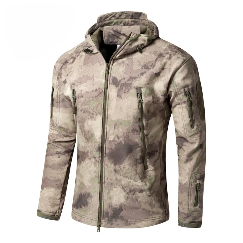 Men Woodland Digital Camouflage Jackets Outdoor Waterproof Windproof Coats Military Warm Fleece Tactical Softshell Jacket