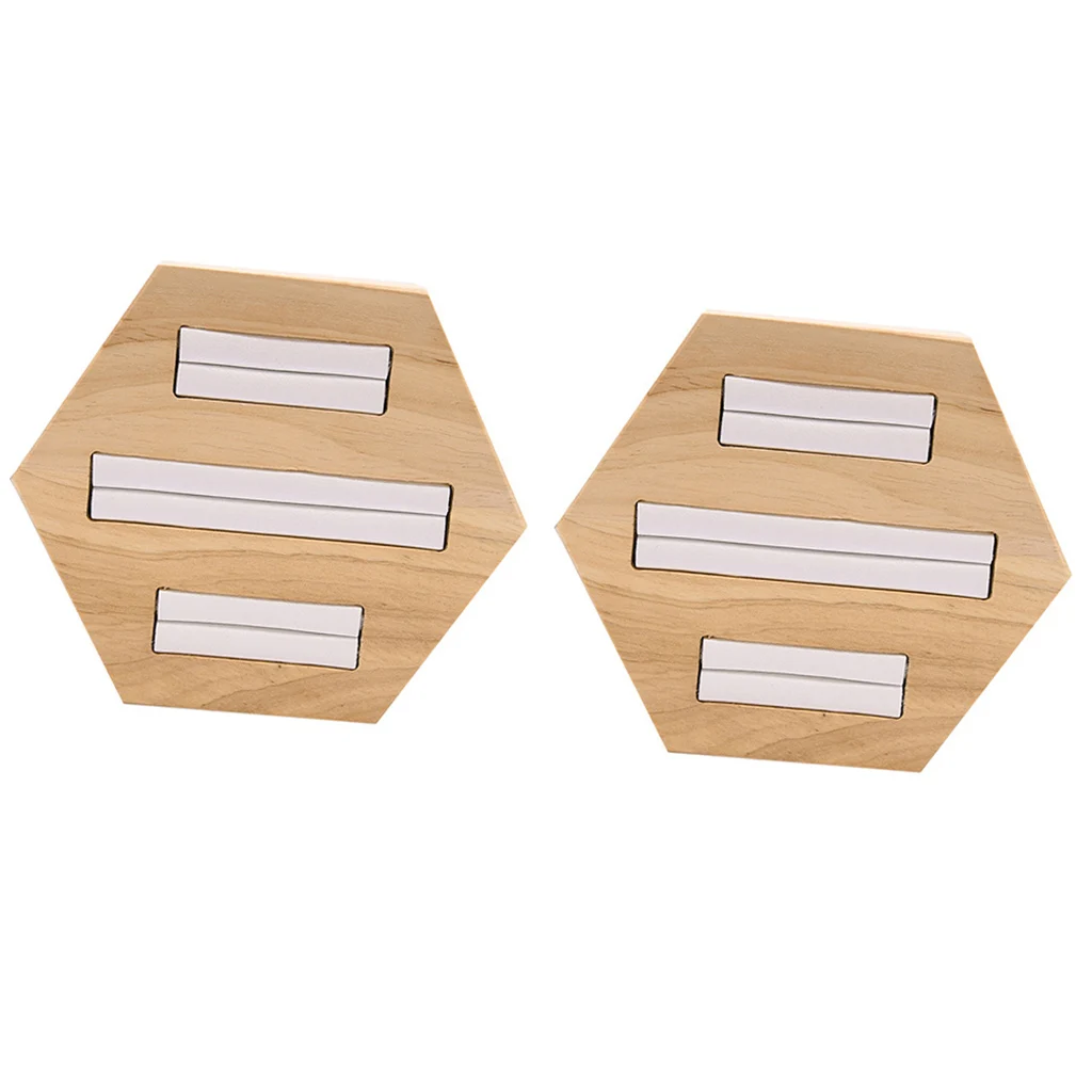 

2Pcs Solid Wood Ring Trays Insert PU Leather Pads for Jewelry Showcase, Storage Displays, Home Organization & Decoration