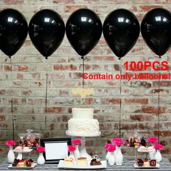 

100pcs Home Decoration Black Festival Birthday Thickening Party Supplies Round Pearl Lustre Solid Wedding Latex Balloon