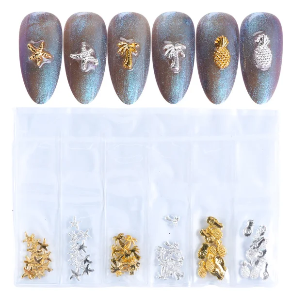 Золотые украшения алмазные украшения для ногтей 3D блестящие морские звезды шпильки сплав для дизайна ногтей Подвески для ногтей СТРАЗА под камень маникюрные CHFB11-12 - Цвет: FB13