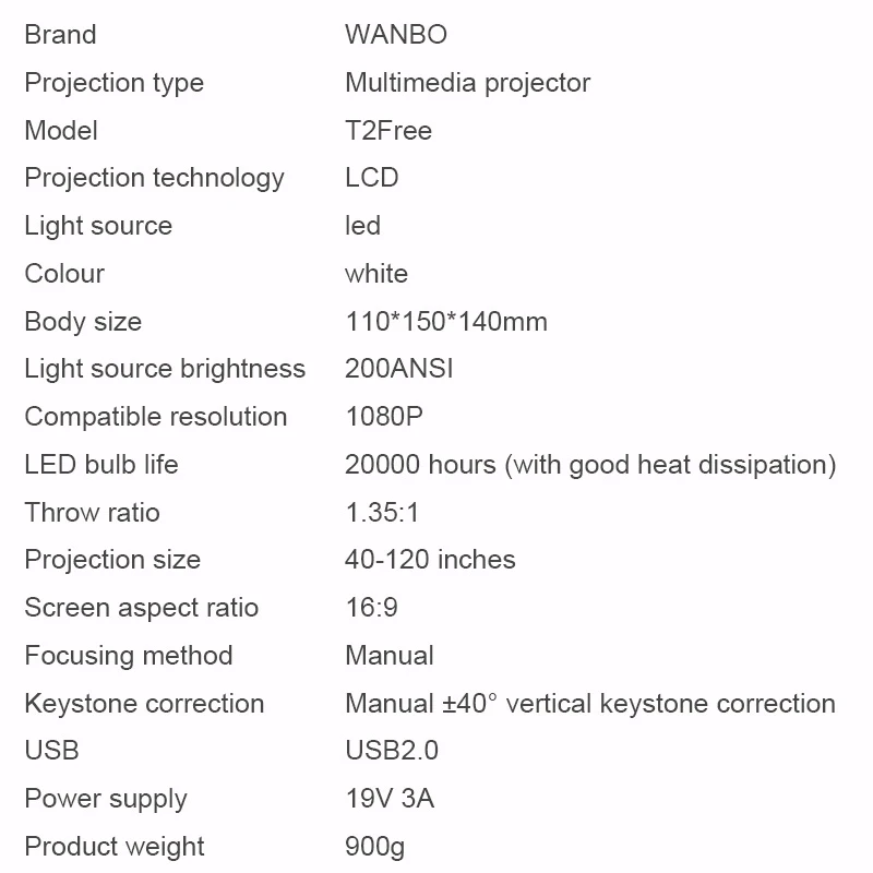 Youpin Wanbo LCD Projector Portable Wireless Sync