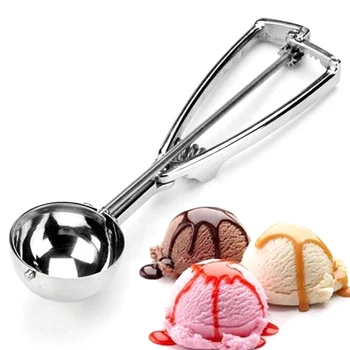 

1Pc Ice Cream Scoop Useful Stainless Steel Ice Cream Scoop Biscuit Dough Dish Spoon Watermelon Scoop Kitchen Gadget Set 5/6 Cm