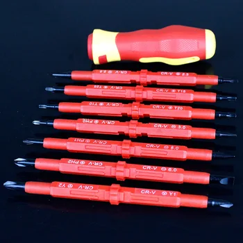 

8Pcs/Set Multi-purpose Electrician's Insulated Electrical Hand Screwdriver Multi-Bit Tools Opening Repair Precision Tool Set