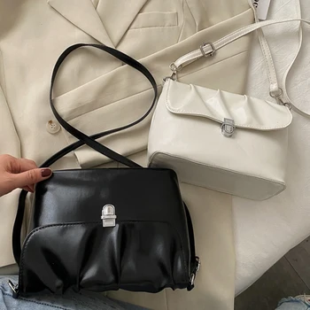 

Summer New Women Bags Fashion Ins Pleated Cloud Bags Solid Color Subaxillary Bag Casual PU Leather Shoulder Messenger Totes Bags