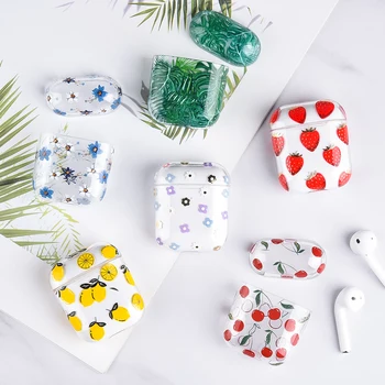 

Earphone Case Cover For Apple Airpods 1 2 Cute Fruit Pattern Printed PC Wireless Charging Box Accessories for Airpods