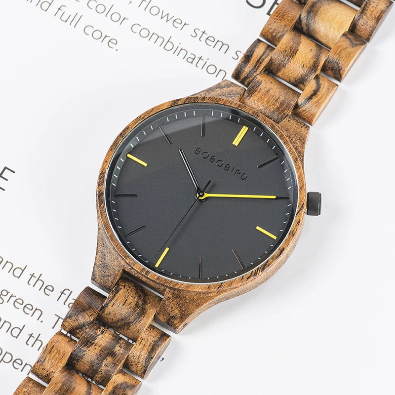 BOBOBIRD montre homme часы мужские деревянные часы наручные часы с подарочной деревянной коробкой Прямая поставка V-S27