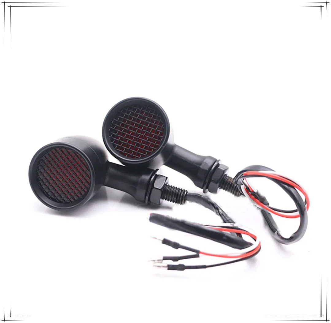 

1pair Motorcycle Aluminium Retro Bullet LED Turn Signal Brake Light Mesh Lens for Harley Chopper Bobber Yamaha Honda Kawasaki