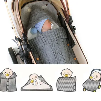 

Warm Blanket Soft Baby Sleeping Bag Footmuff Cotton Knitting Envelope New Born Boy Girl Swad Wrap Accessories Sleepsacks Fashion