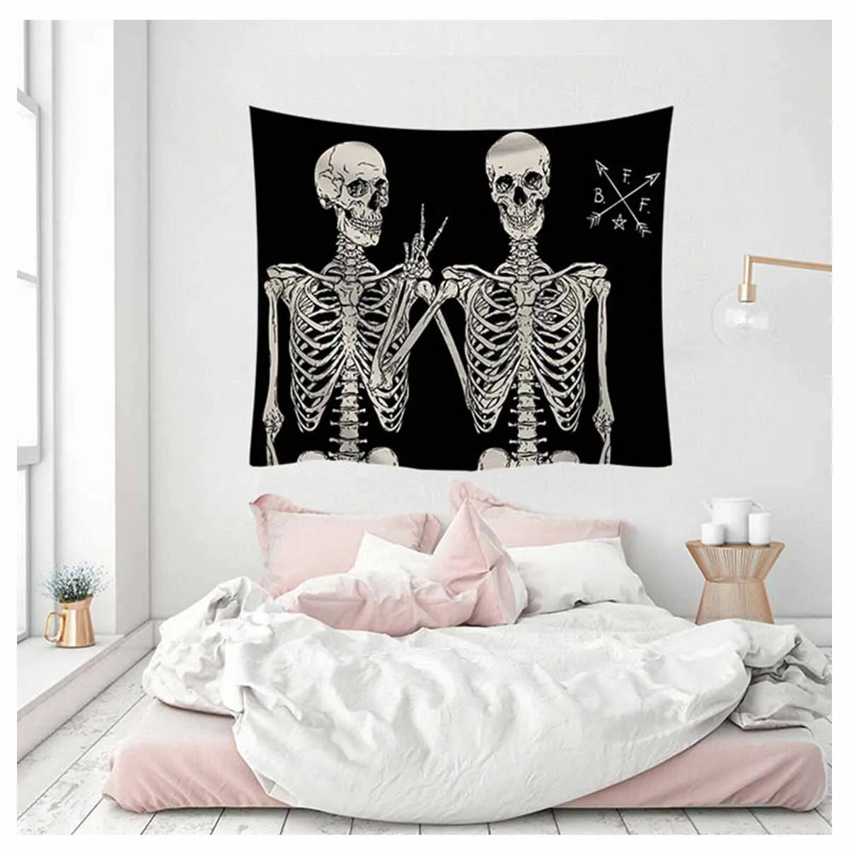 Printed Wall Hanging Tapestry Beach Blanket Mandala Skull Picnic Yoga Mat Home Art for Living Room Decoration - Цвет: L