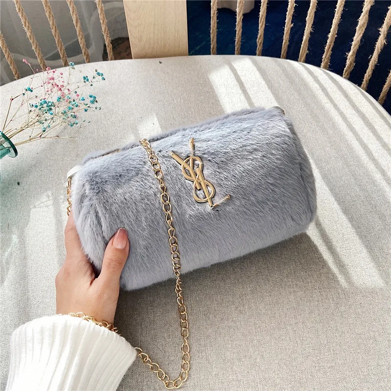 

Winter Furry Bag Women's 2019 New Style Versitile Fashion Graceful Cute Velvet Chain Messenger Bag