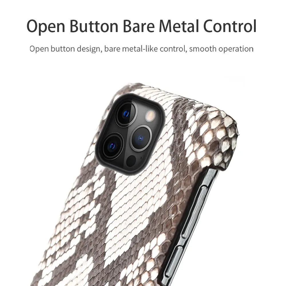 Luxury Genuine Python Leather Phone Case For iPhone 15 13 14 Pro Max 15Pro 14Pro 11 12 ProMax Snakeskin Back Cover