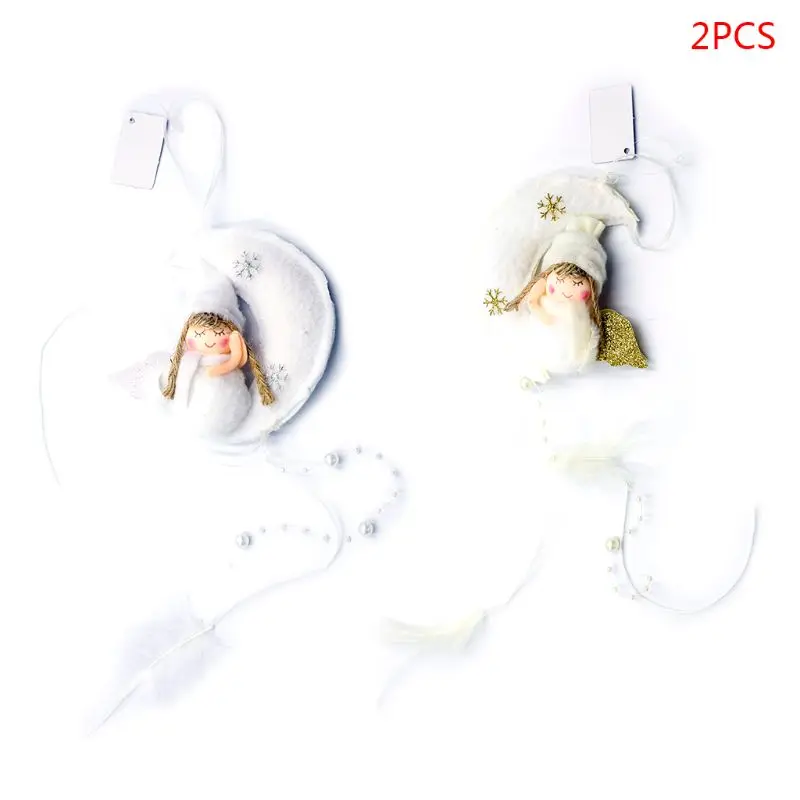 

2pcs/set Christmas Ornament Moon Angel Girl Plush Doll Xmas Tree Hanging Pendant Home Decor DIY