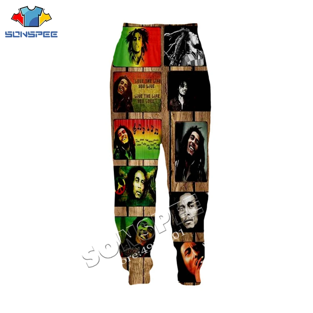

SONSPEE Unisex Long Pant Streetwear Adult Novelty Fashion Casual Trousers Singer Bob Marley 3D Printing Harajuku Men Sweatpants