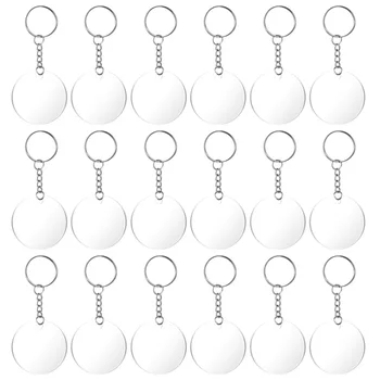 

60 Pcs Round Acrylic Keychain DIY Set (Acrylic Keychain Blank, Key Ring)