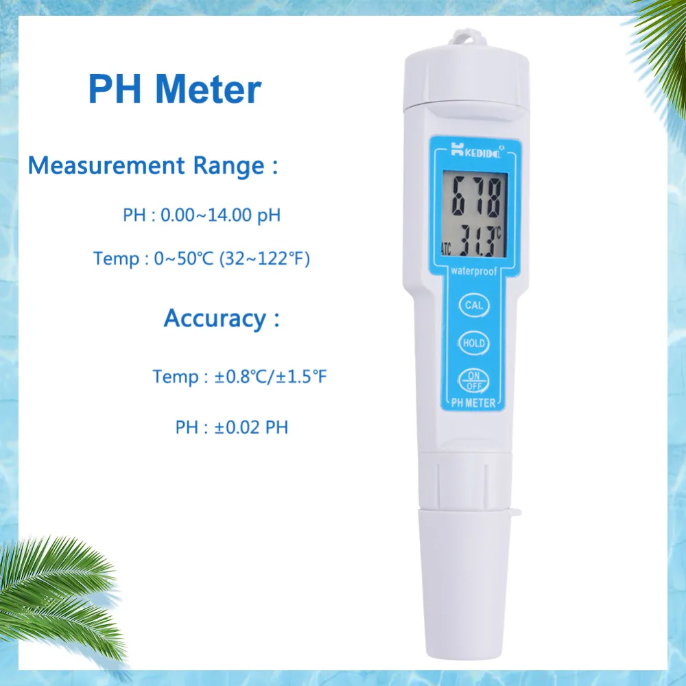 High-precision Digital Display Pen PH Meter CT-6020 Waterproof Acidity Test Water Quality 0.00 -14.00pH | Инструменты