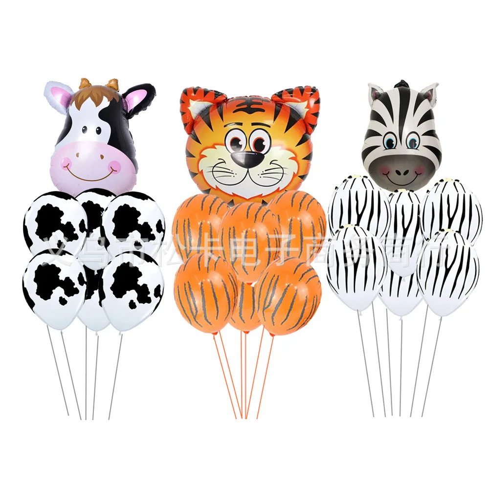 Tiger nai niu Вэнь зебра-полоса воздушный шар из фольги комбинация воздушный шар в форме животного вечерние декоративный шарик пересечение границы Лидер продаж