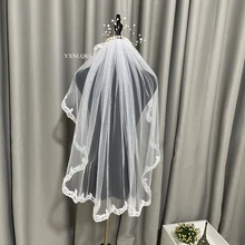 

One Layers Wedding Veils Lace Applique Tulle Net Veil Fingertip Length White/Ivory Bride Wedding Accessories Veils