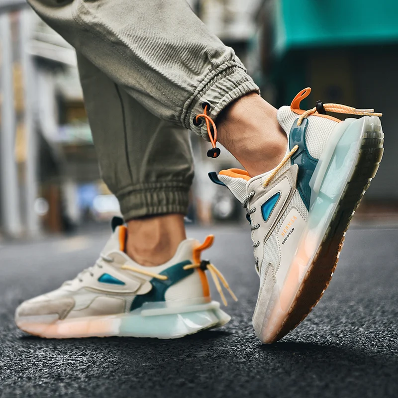 

New Chunky Running Shoes For Men Breathable Sneakers High Quality Reflective Sports Shoes Outdoor Fashion No-slip Jogging Shoes