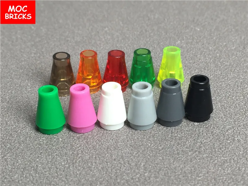 20 шт./партия кубики MOC красочный конус 1x1 без топа паз подходит для 4589 развивающие