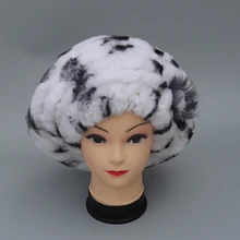 

16 Colors Good Real Elastic Fur Flower Knitted Beanies Hat Women Warm Mixed Solid Color Winter Caps One Size