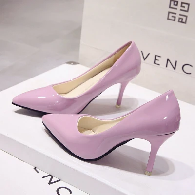 Новая модная обувь в Корейском стиле с острым носком на высоком каблуке; разноцветная женская обувь на высоком каблуке; большие размеры - Цвет: Розовый