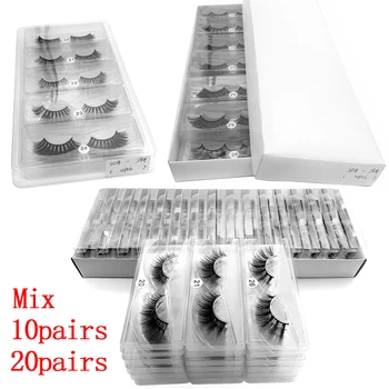 

wholesale 3d mink false eyelashes 10/20/30/40/50/100 pairs fluffy wispy fake lashes natural makeup faux lashes extension in bulk