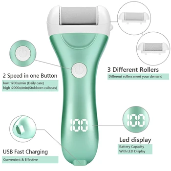 USB Rechargeable Electric Pedicure Foot with Replacement Heads