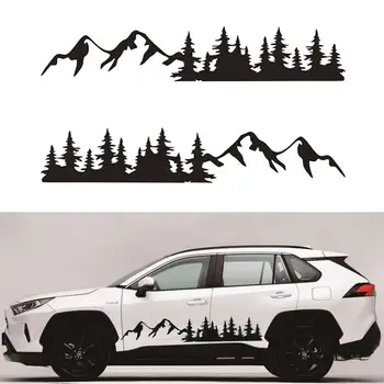 

2pcs/set Mountain Tree Car Body Graphics Vinyl Stickers Door Side Skirt DIY Decals For VW Truck Auto Body Decor Accessories