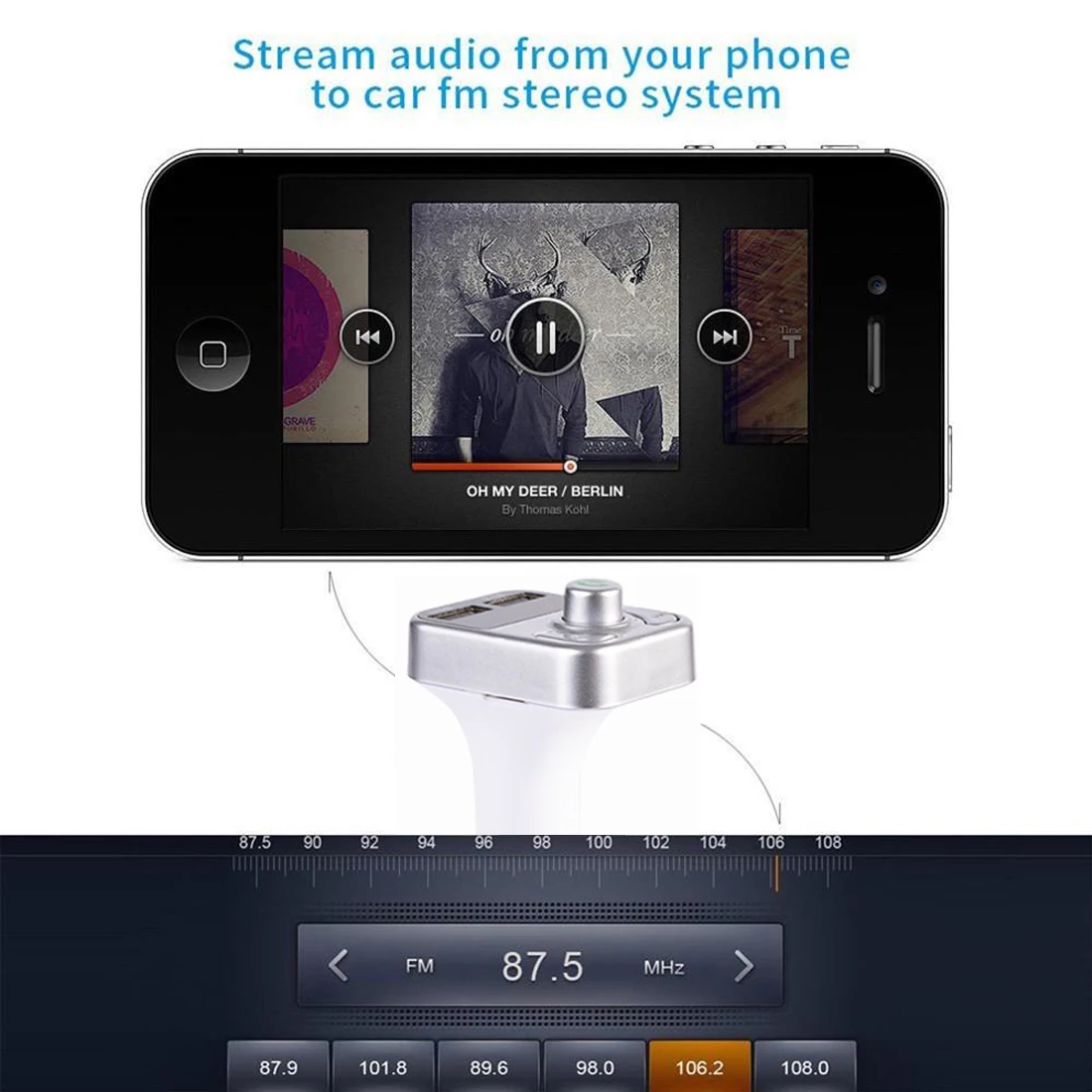 Автомобильный MP3 аудио плеер Bluetooth автомобильный комплект fm-передатчик громкой связи вызов 5 в 3.1A двойной USB телефон зарядное устройство