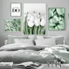 White Tulip Cactus Monstera Green Plant Wall Art Canvas Painting Nordic Posters And Prints Wall Pictures For Living Room Decor 2