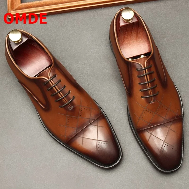 

OMDE Goodyear Formal Shoes Genuine Leather Oxford Shoes Italian Men Dress Shoes Luxury Wedding Shoes Breathable Office Shoes