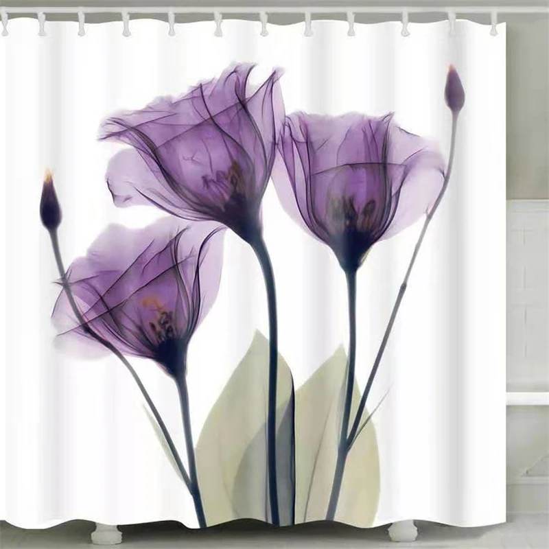 

180 *180CM ins Style Shower Curtain Green Tropical Plants Leaves Bath Screen Bathroom Waterproof Beach Shell Printed Curtains