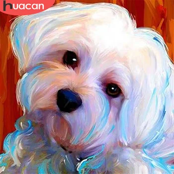 

HUACAN 5D Diamond Painting Dog DIY Diamond Embroidery Cross Stitch Animal Full Square Mosaic Rhinestone Decoration For Home