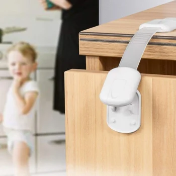 

8PCS Child Safety Locks Self-adhesive Adjustable Kids Refrigerator Freezer Doors Drawer Cupboard Cabinet Security Locks Latches