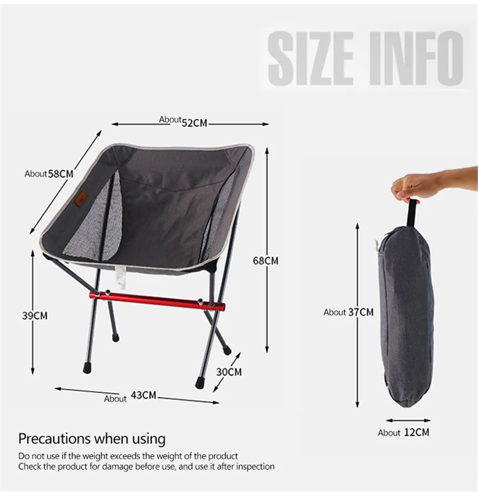 Outdoor Camping Convenient Aluminum Alloy Chair Camping Fishing Folding Moon Chair Travel Picnic Leisure Beach Director Chair