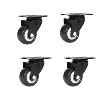 

4PCS 1.5 Inch Black Swivel Flat Casters Sofa Baby Bed Trolley Wheels Load-Bearing 50kg Furniture PU Rubber Castors