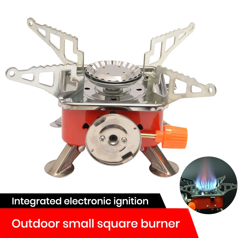Outdoor mini portable foldable square furnace camping long gas tank burner wild cooker self-driving fishing stove | Дом и сад