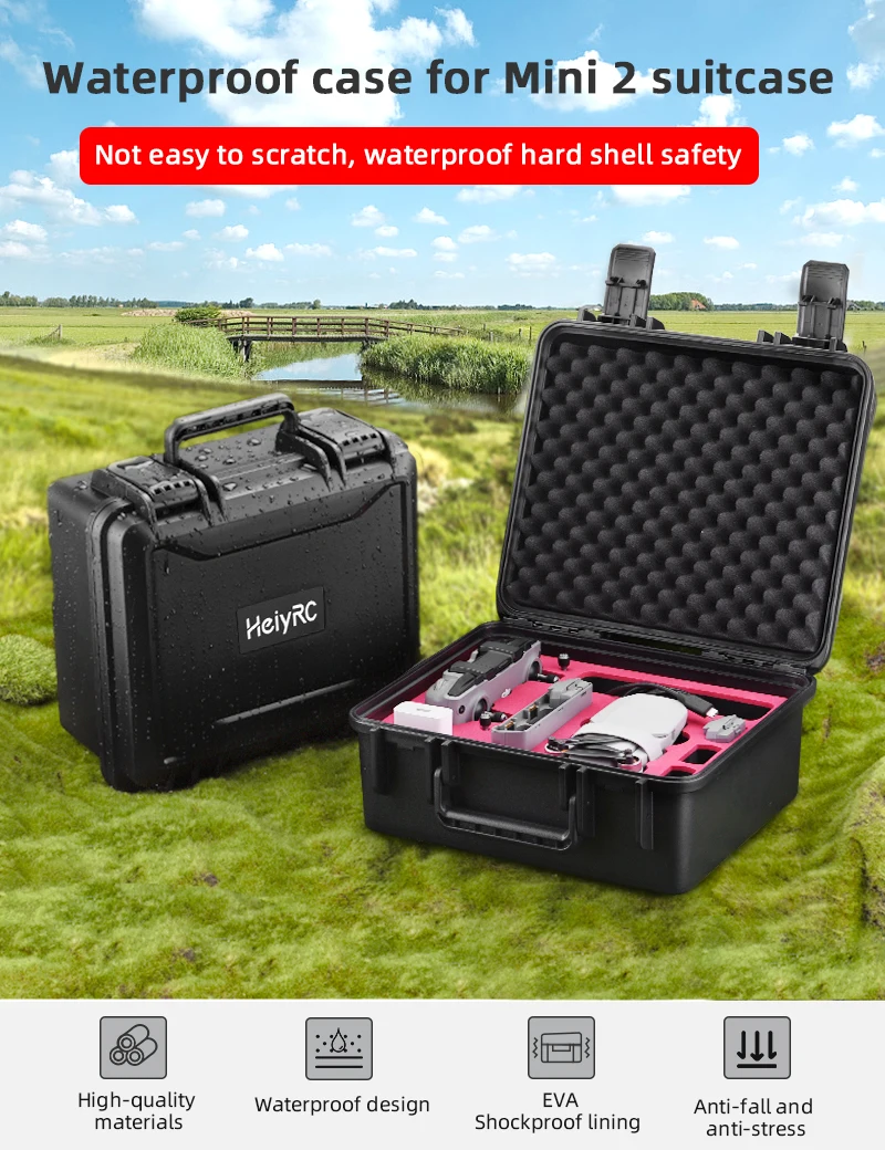 Waterproof Hardshell Storage Box for DJI MINI 2 Drone Portable Handbag Carrying Case for DJI MINI 2 Drone Accessories