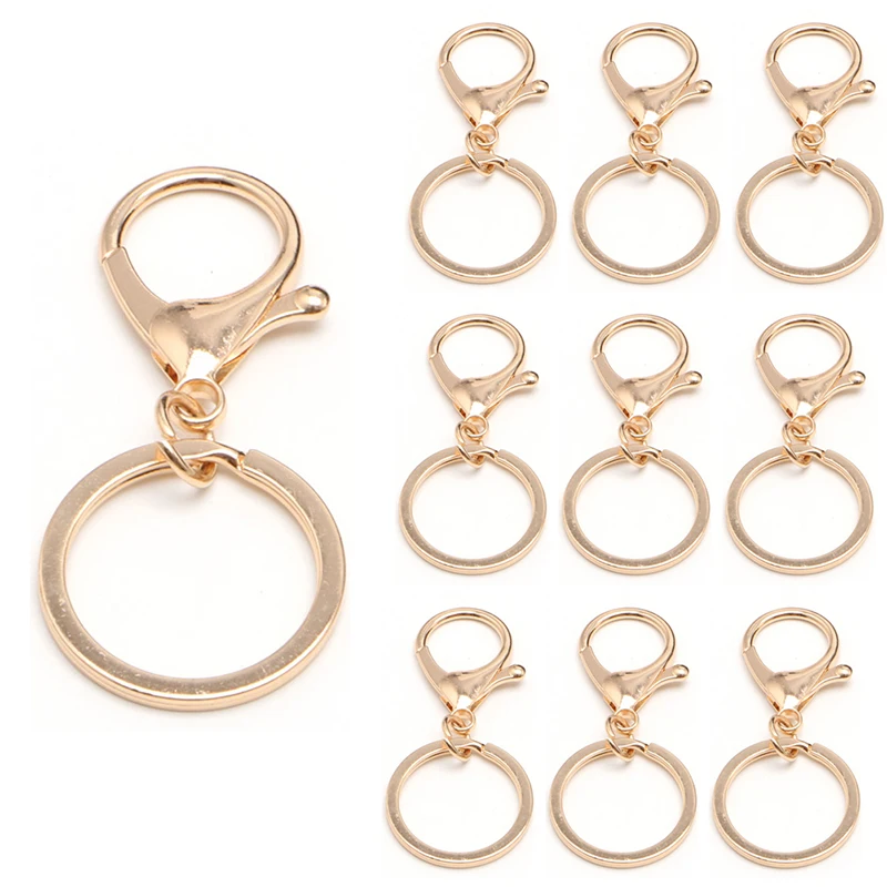 

10pc Lobster Clasps Buckle Clip Car Keychain Key Chain Ring Keyring Keyfob Metal DXAA