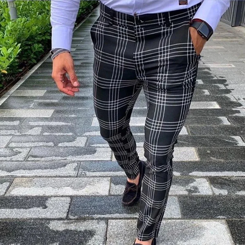 Vintage Kotak-kotak Jas Celana Formal 
