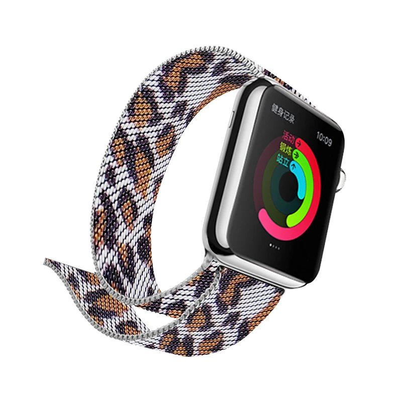 Серый леопардовый ремешок для часов 40 мм 44 мм для Apple Watch Series 4 магнитный ремешок из нержавеющей стали 38 мм металлический браслет 42 мм для Iwatch 2