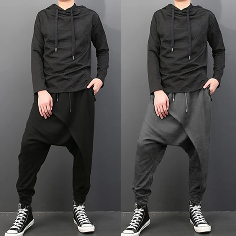 

Zogaa 2019 Men Pants Wide Legs Casual Loose Cotton Big Drop Crotch Hip Hop Harem Low-grade Collapse Baggy Pants Trousers Male