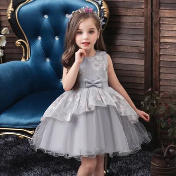 

2019 New Children Princess Dress Wedding Birthday Party Frock Girls 0-5Y Kids Formal Ceremony Ball Gown Baby Sleeveless Dress