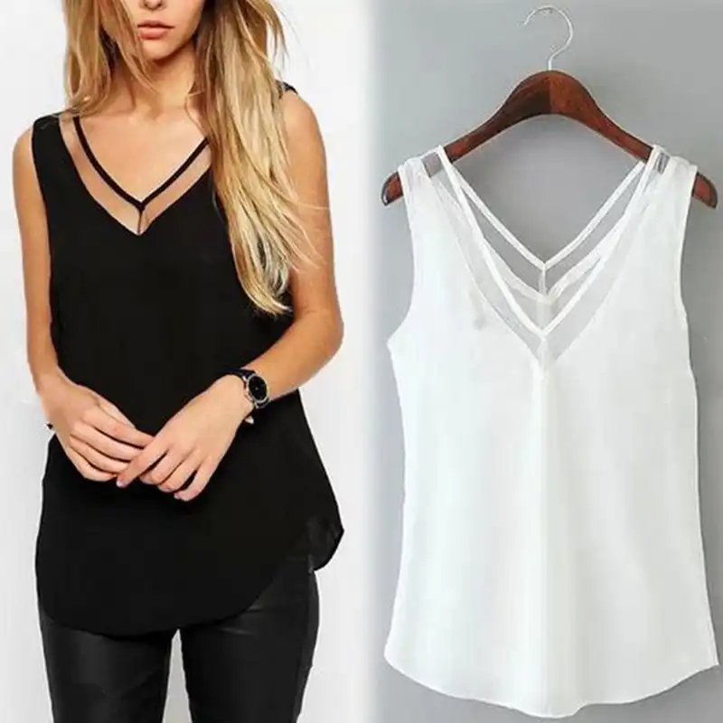 white chiffon vest top