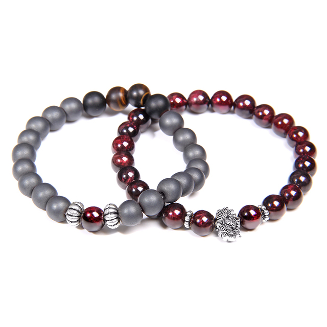 Bracelets Natural Garnet Beads Bracelet For Women Red Stone Bracelet Silver-plated Yoga Balance Pulsera Couples Jewelry Gift