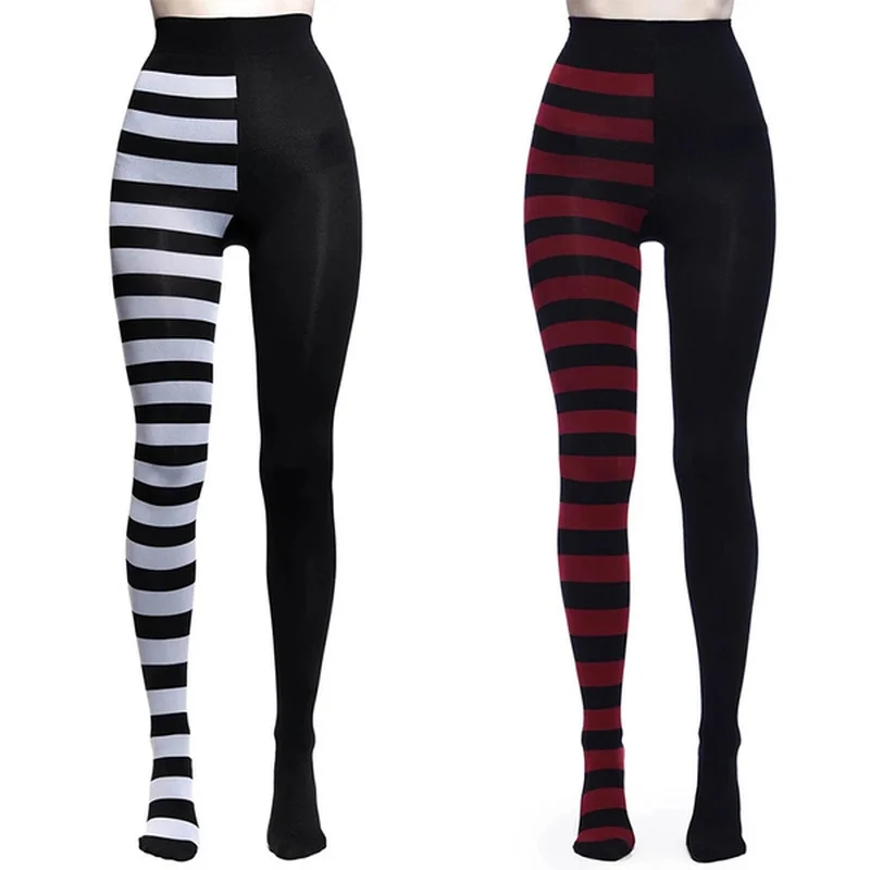 Striped Yoga Legging Women Print Goth Style Long Tights Casual Punk Ladies Sport High Waist Workout Elastic Leggings One Size