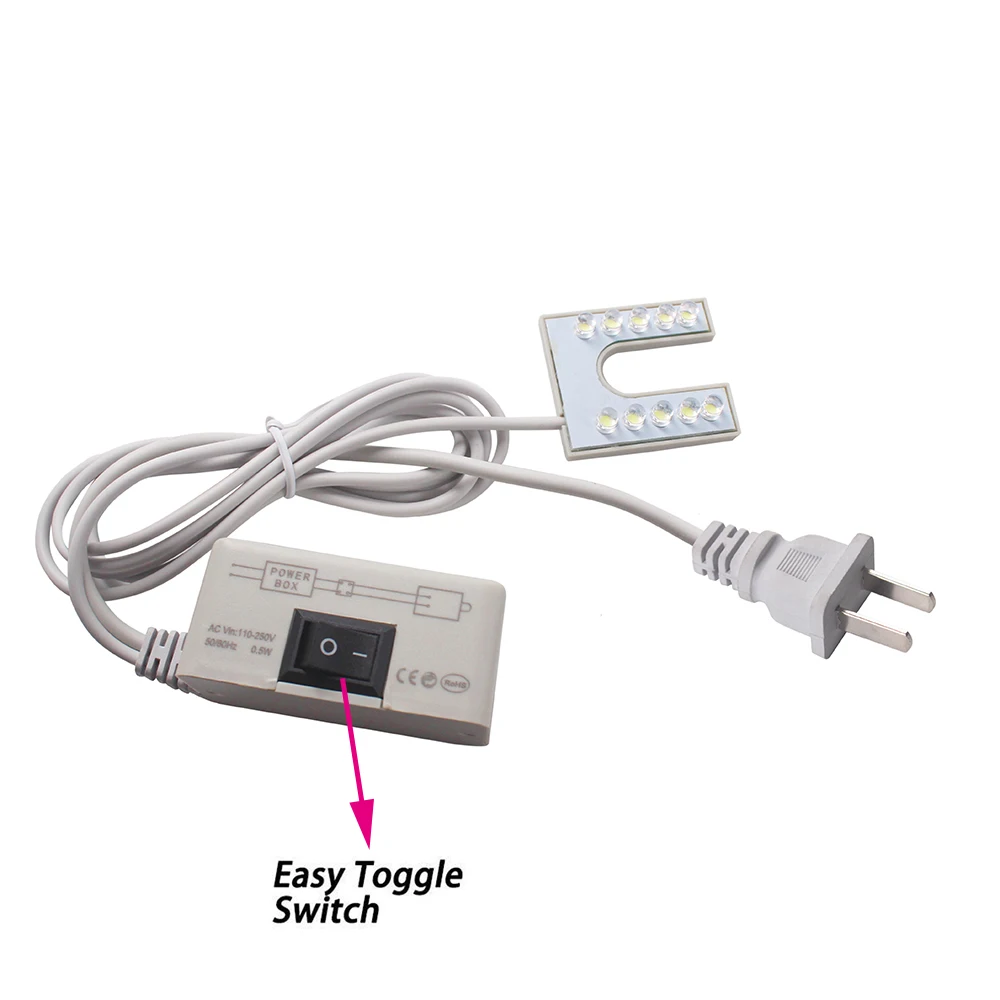10 LED Sewing Machine Lamp Energy-Saving 110-265V EU US Plug Work Light Luminaire With Magnets Mount For Sewing Machine Lighting sewing machine lighting lamp sewing machine light