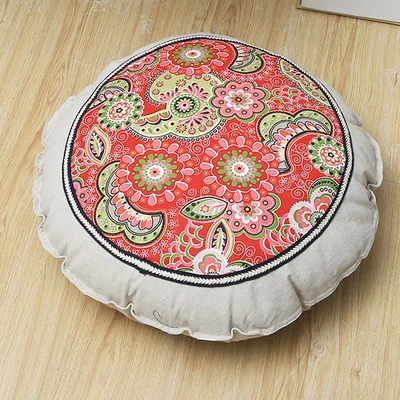 Хлопковый и льняной Круглый Большой Балконный Коврик для йоги, коврик для медитации, коврик для чайного столика Коврик для медитации удаляемый моющийся подушка